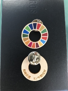 SDGs木製ピンバッジ(長崎県産ヒノキ使用）